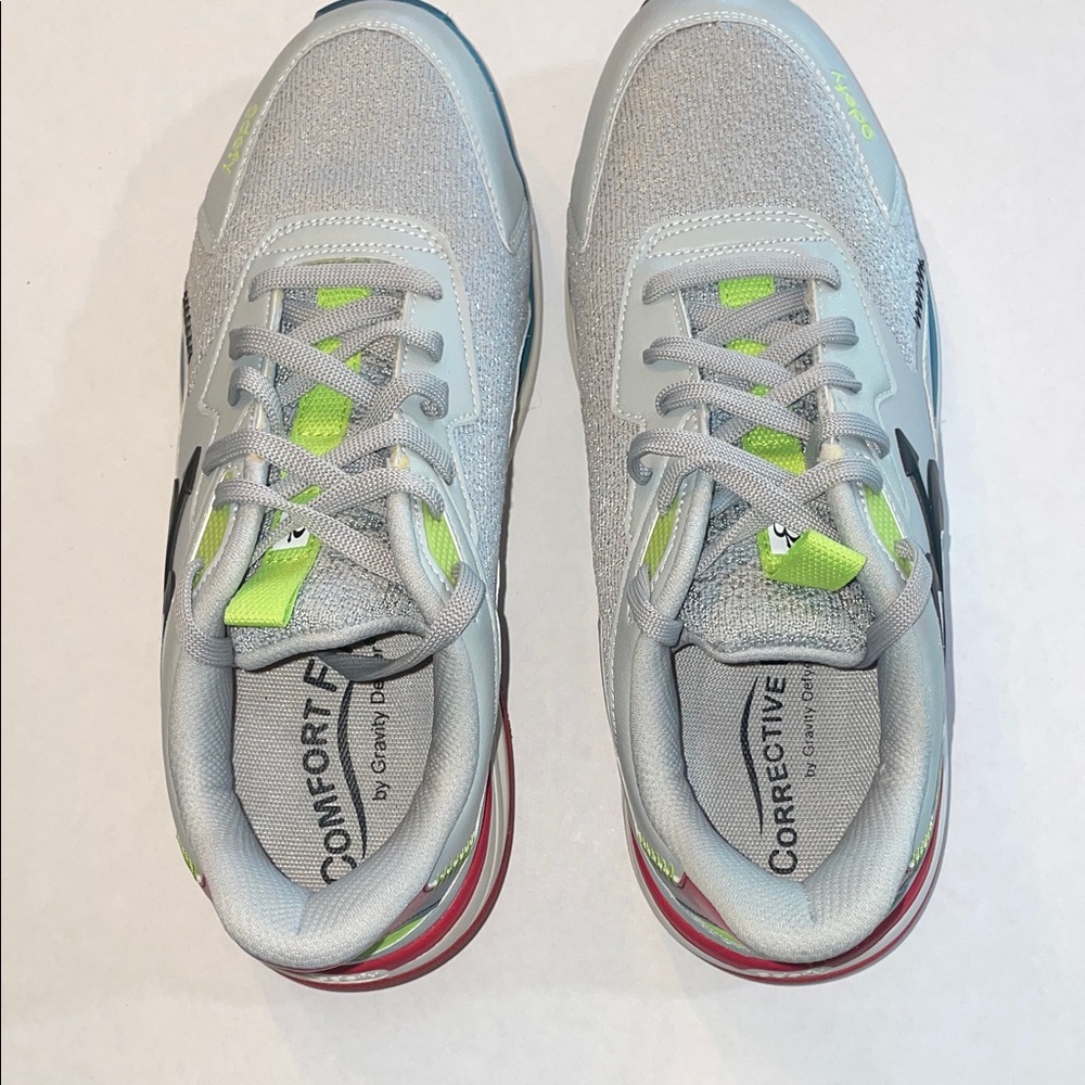 Gray and Green Athletic Shoes by gdefy